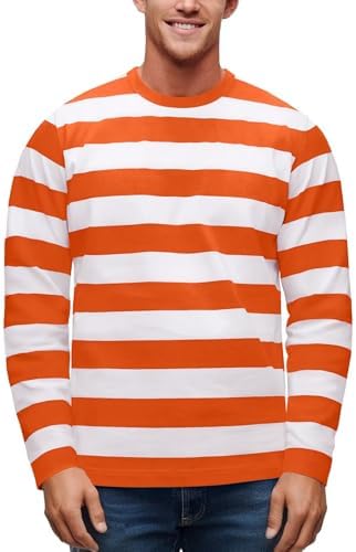 Amazon.com: Men's Red White Striped Shirt Waldo Costume Halloween